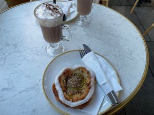 Danish pastry and hot chocolate  at Bistro Verde in Copenhagen