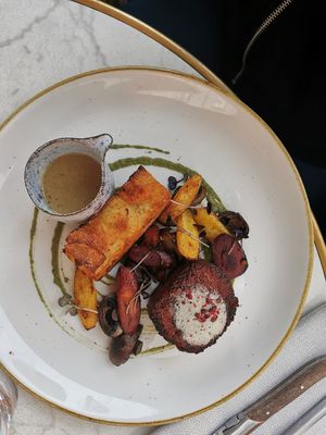 Juicy Marbles steak with pommes Anna. at Bistro Verde in Copenhagen