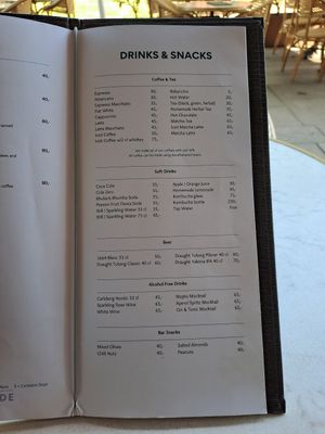 Menu at Bistro Verde in Copenhagen
