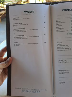 Menu at Bistro Verde in Copenhagen