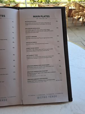 Menu at Bistro Verde in Copenhagen