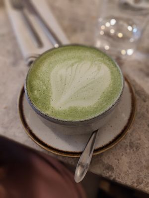 Matcha latte at Bistro Verde in Copenhagen