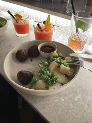 ‘Meatballs’ with potato salad- v tasty  at Bistro Verde in Copenhagen