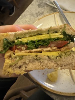Inside the tofu panini  at Bistro Verde in Copenhagen