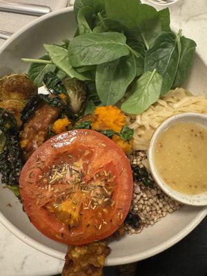 Winter Buddha bowl —really good tempeh  at Bistro Verde in Copenhagen