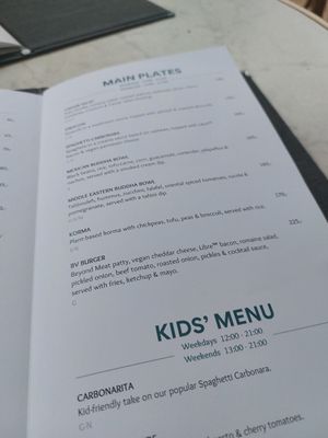 Menu of main dishes at Bistro Verde in Copenhagen