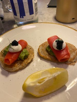 Salmon Blinis :) at Bistro Verde in Copenhagen