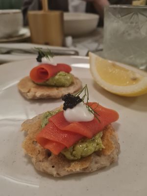 Small plate: salmon blinis at Bistro Verde in Copenhagen