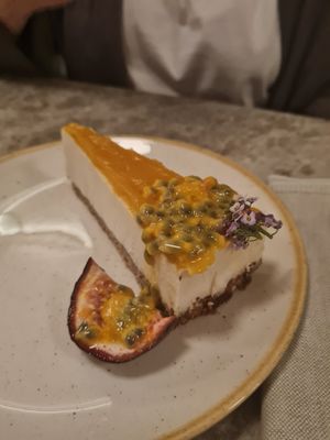 Passion fruit cheesecake at Bistro Verde in Copenhagen