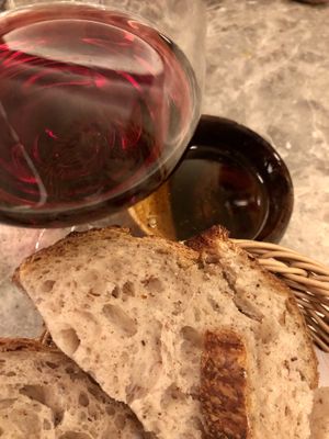 Bread with olive oil and wine was insanely good.  at Bistro Verde in Copenhagen