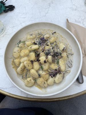 Gnocchi with Mushrooms and Spinachh  at Bistro Verde in Copenhagen