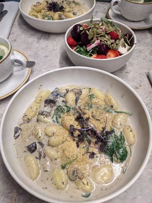 Gnocchi and vegan camembert salad at Bistro Verde in Copenhagen