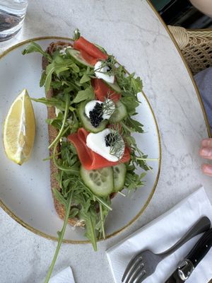 Salmon open faced sandwich  at Bistro Verde in Copenhagen