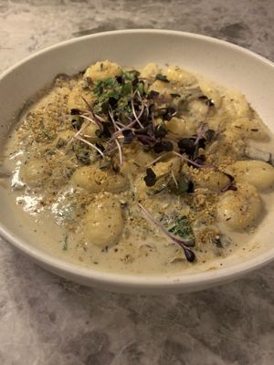 Gnocchi with mushroom cream sauce   at Bistro Verde in Copenhagen