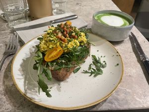 Tofu Sandwich with vegan bacon  at Bistro Verde in Copenhagen