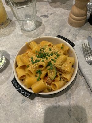 mac& cheese rigatoni   at Bistro Verde in Copenhagen