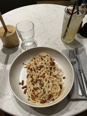 Spaghetti Carbonara  at Bistro Verde in Copenhagen