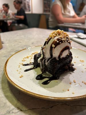 Chocolate brownie at Bistro Verde in Copenhagen