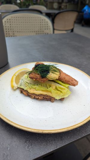 Smørrebrød (fish toast) at Bistro Verde in Copenhagen