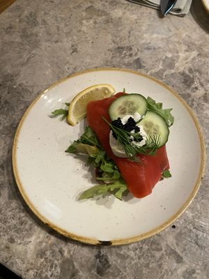 Salmon smørrebrød  at Bistro Verde in Copenhagen