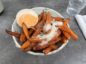 Sweet potato parmesan fries  at Bistro Verde in Copenhagen