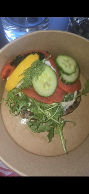 a light lunch, incredible fake salmon and caviar at Bistro Verde in Copenhagen