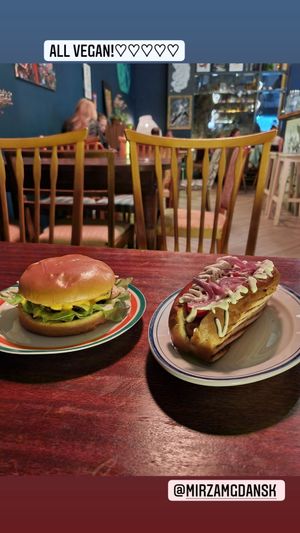 Double cheeseburger & Hot dog at MIRZAM COCKTAIL BAR in Gdansk
