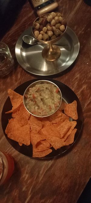 Guacamole and olives at MIRZAM COCKTAIL BAR in Gdansk