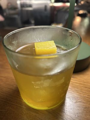 OLD FASHIONED - TIMELESS
WOODFORD RESERVE DATE + RAISIN MISO
CLARIFIED NUT CORDIAL
ORANGE JELLY  at MIRZAM COCKTAIL BAR in Gdansk