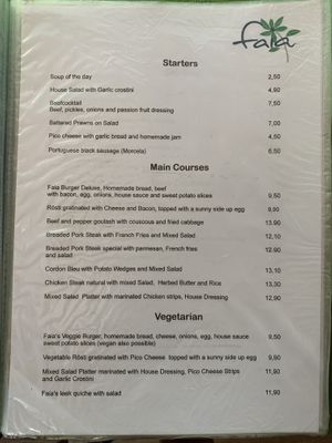 Menu  at Restaurante Faïa in Lajes Do Pico