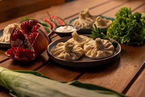 Khinkhali - big dumplings with mushrooms at Dze Best Cafe & Restaurant in Brasov