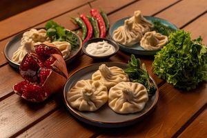 Khinkali - big dumplings with cheese  at Dze Best Cafe & Restaurant in Brasov