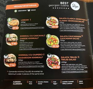 One of two vegan & vegetarian pages on the menu   at Dze Best Cafe & Restaurant in Brasov