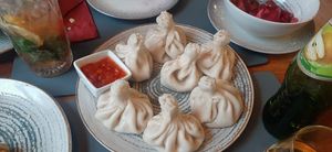 Mushroom dumplings (khinkali) at Dze Best Cafe & Restaurant in Brasov