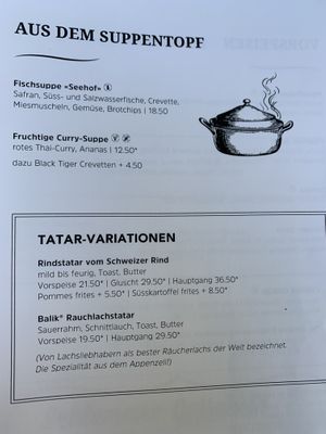 Menu 2  at Hotel Restaurant Seehof in Kuessnacht