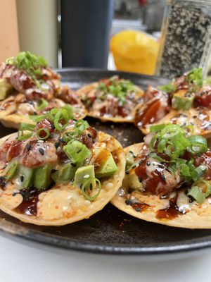 Poke on fried wonton  at The Vegan Sushi Spot in Houston