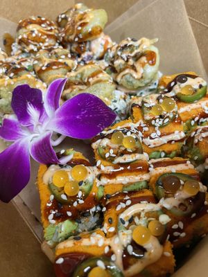 Spicy jane and spicy mami, hot tamale roll  at The Vegan Sushi Spot in Houston