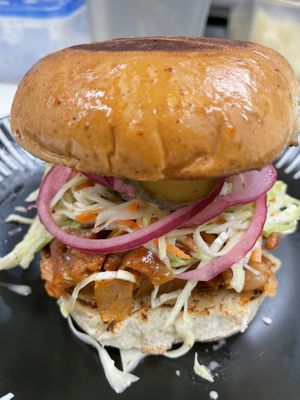 BBQ jackfruit sandwich   at The Vegan Sushi Spot in Houston