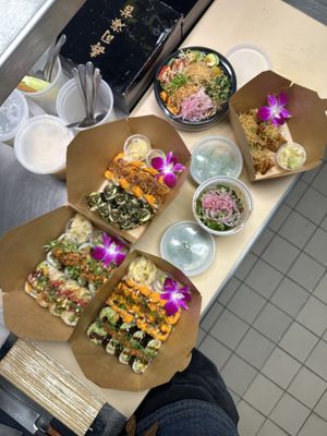 Sushi spread   at The Vegan Sushi Spot in Houston
