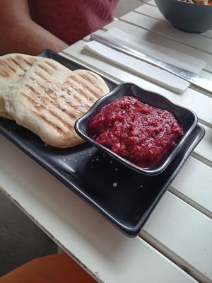 'Beetroot hummus' or just mashed beetroot?? at Bemora in Hornsea