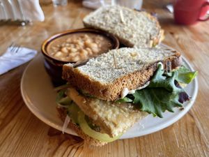 Tofu sandwich with sourdough bread   at Farmhouse Pantry in Saranac