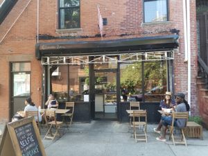 outside at Clementine Bakery in Brooklyn