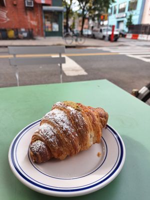 Croissant de pistache (pistachio croissant) at Clementine Bakery in Brooklyn