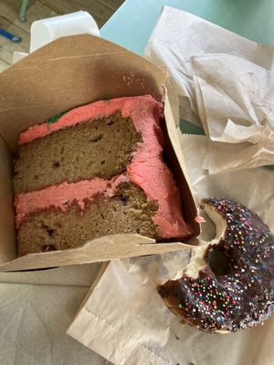 Free slice of cake no idea what flavor but it was amazing   at Clementine Bakery in Brooklyn