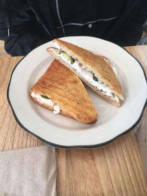 Focaccia grilled cheese with jalapeños  at Clementine Bakery in Brooklyn