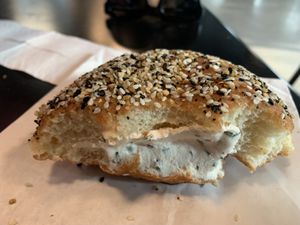 Inside the everything bagel   at Doughbot Donuts in Sacramento