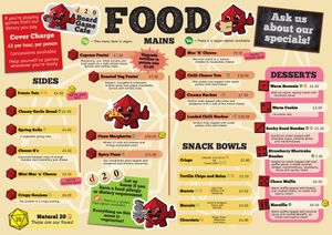 New vegetarian menu, with vegan options; now no longer exclusively vegan at d20 Board Game Cafe - Uxbridge in Uxbridge