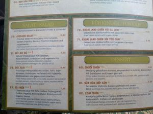 menu at Miss Vegan in Berlin