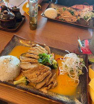 Vegan duck curry and vegan duck with dark sauce 😍  at Miss Vegan in Berlin