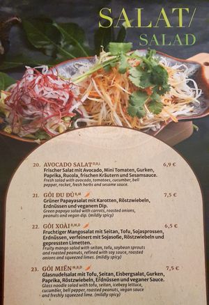 menu at Miss Vegan in Berlin